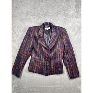 Anne Bowen LTD Purple Mohair Lined Blazer Jacket Women's Size 4